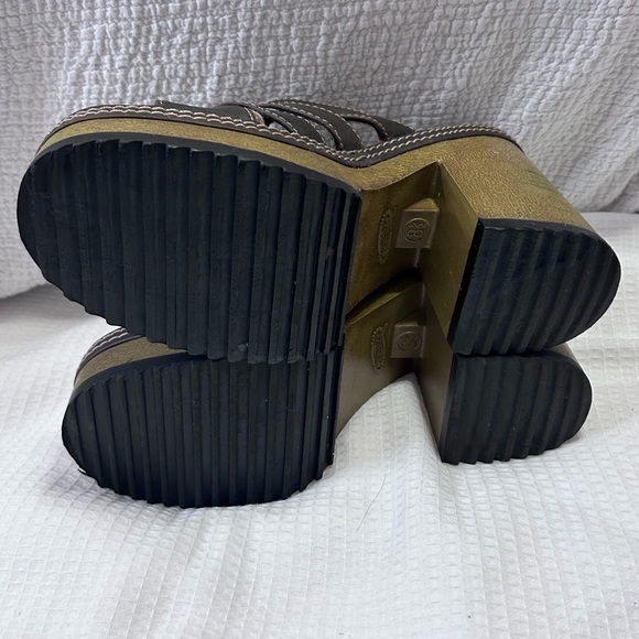 Vintage 90's Y2K Lower East Side Brown Chunky Platform Slides Sandals Size 8.5 - Picture 10 of 16